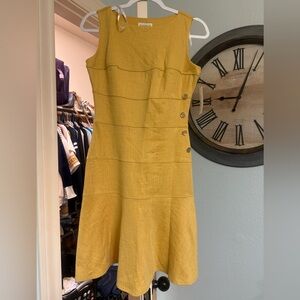 Enfocus Studio Mustard Button-Accent Midi Dress